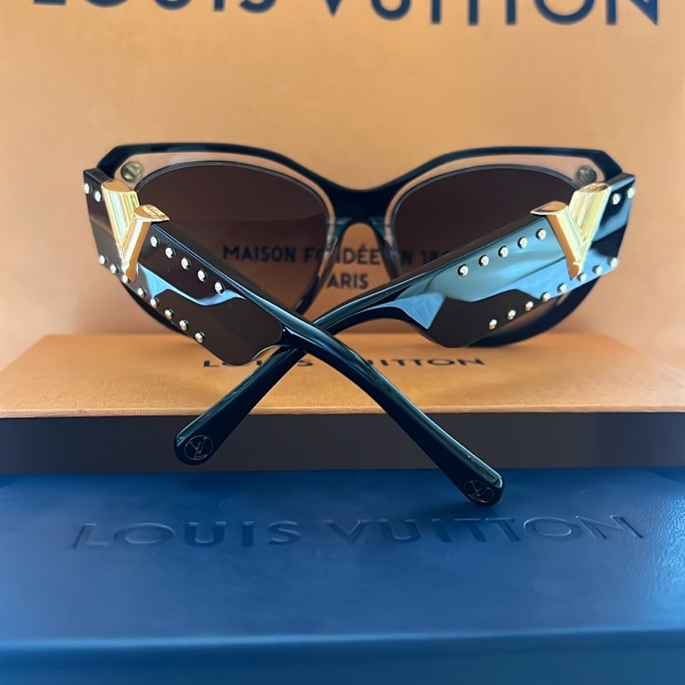 Louis Vuitton Black Oversized Sunglasses with Metallic Accents